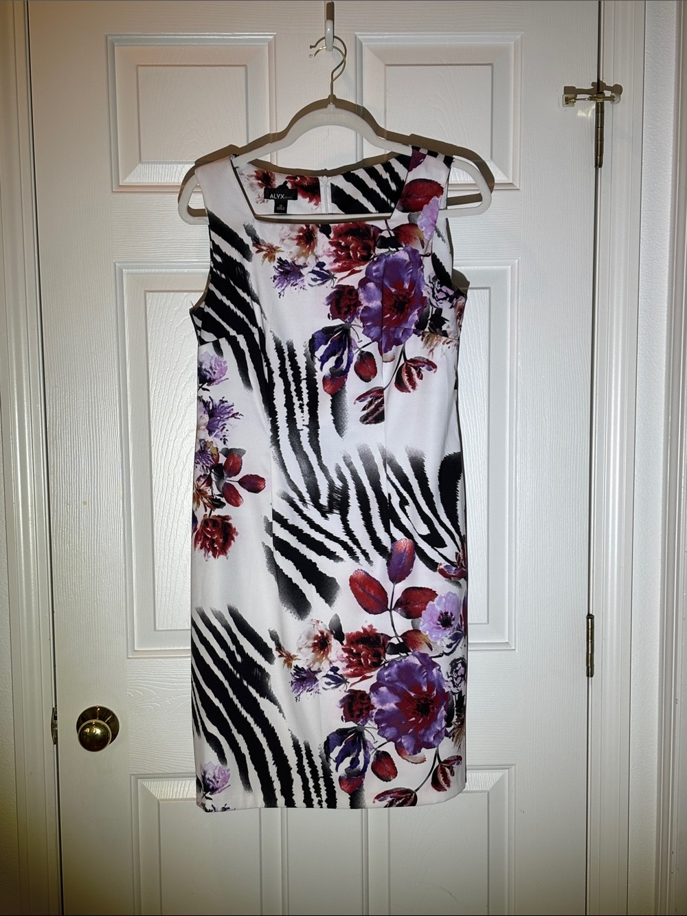 Alyx White Dress with Purple & Red Floral and Black Zebra Print